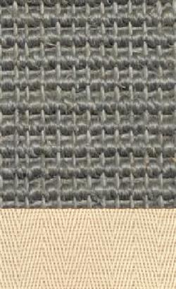 Sisal Salvador stahl 047 tæppe med kantbånd i natur farve 000